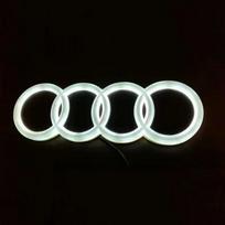 a2 4D Refitted LED Lamp Car Front Grill 4Ring Logo Light For A3 A4 A5 A6 A7 A8 S3 S4 S5 S6 S7 Q3 Q5 Q7 Decoration Accessories silver shell&28.5x9.9cm