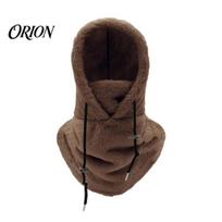 Outdoor Sports Warm Hood Balaclava Fleece Ski Mask, Winter Windproof Arctic Velvet Thermal Headgear Face Cover, Comfortable Neck Warmer for black