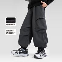 Boys Fleece Lined Thick Cargo Pants Kids Warm Casual Winter Long Trousers 150cm
