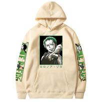 One Piece Zoro Printed Fleece Pullover Hoodie for Men and Women Extra Large persimono spalva