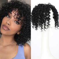 Clip In Short Afro Kinky Curly Hair Toppers Thinning Hair Topper  Cover White Hair & Hairline 1 brown