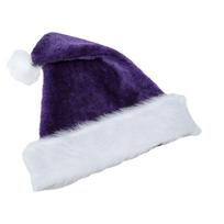 Multi Color Fur Xmas Cap with Pompom Santa Claus Hat Fashion Plush Christmas Hat  Children Adult violetinė