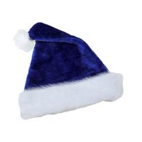 Multi Color Fur Xmas Cap with Pompom Santa Claus Hat Fashion Plush Christmas Hat  Children Adult mėlyna