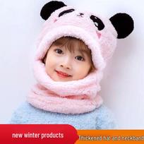 Children's Winter Panda Pullover Hat with Ear Protection & Women's Scarf Neck Gaiter One Size rožinė