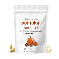 Moliūgų sėklų aliejus 3000 mg, šalto spaudimo, su sabaliniu palmės ekstraktu, 180 minkštų kapsulių 180 Capsules