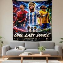Tapestry One Last Dance Poster Ronaldo Messi Neymar Trio World Cup Trophy Stadium Crown Art 100x150cm(39x59in)