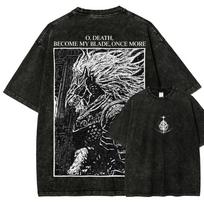 Dark Souls Action Roleplaying Game Print Tshirt Men Women Retro Washed Oneck Cotton Streetwear Peripherals Summer New Tee L black