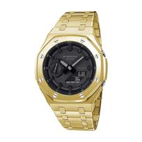 CASIO Unisex skystųjų kristalų/analoginis dvigubo ekrano serijos juodas laikrodis GA-2100-1A1- Gold Steel Band Regular Watch Box black