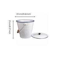Emaliuotas kibiras su dangčiu, kūgio formos medinė rankena, dengta metalu 22CM 4-5l