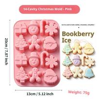 Christmas Silicone Chocolate Baking Molds For Cake Toppers,Santa Clause Snowman Xmas Tree Presents Gingerbread Stockings Molds A8 pink