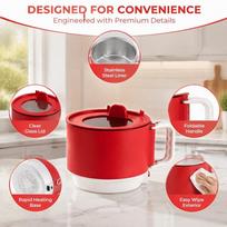 Quick Heating Electric Cooking Pot 1600ml Capacity Instant Noodle Bowl  Soups Stews Noodles