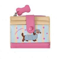 Zipper Dachshund Embroidery Coin Purse Dopamine Color Small Item Bag Cartoon Pu Wallet  Children rožinė