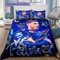 Cole Palmer Football Bedding Set, Soccer Player Blue Collage Duvet Cover Set, 3Pcs Bed Set with 2 Pillowcases for Fan Bedroom Decor, No Comforter 135x200cm blue