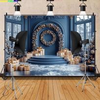 Cozy Christmas Day Scene Fireplace Photography Backdrop Props Winter Living Room New Year Gift Holiday Photo Background RS-08 47.2x31.5inch/120*80cm black