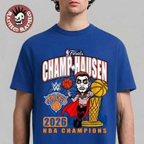 Danhausen x New York Knicks Blue 2026 NBA Finals Champions Champ Hausen T-Shirt S white