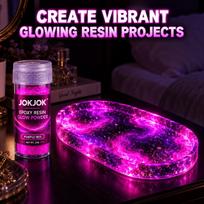 2PCS 20g Glow Pigment Powder for Epoxy Resin River Tables, Trays, Coasters, Jewelry, Crafts and Art, Bright Night Glow Effect 2PCS Fuchsia purple