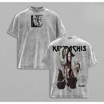 Unohana Retsu BLEACH Retro T Shirt Men Clothing Harajuku Vintage Washed T-shirt Street Fashion Oversized 100% Cotton Tee Clothes 4XL gray