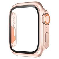 Tempered Glass+Case For Apple Watch 11 10 46mm 42mm Ultra 3 49mm Screen Protector Cover iWatch 9 8 7 6 5 SE 45mm 41mm 44mm Shell 7 Rose gold orange Ultra 3-