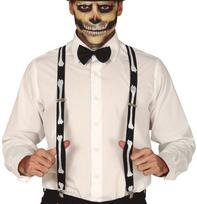 Black Suspenders Bones Skeleton Halloween white