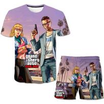 2pcs Baby Unisex Kids Game GTA 5 Clothing Sets Baby Clothes Children Sets Boys Girls Cartoon Grand Theft Auto Game GTA 5 Clothes 4XL gray