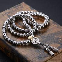 Stainless Steel Self-Defense Pendant & Thunderbolt Buddha Beads Necklace Bracelet gray