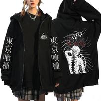 Anime Tokyo Ghoul Ken Kaneki Graphic Zipper Hoodies Men Women Fashion Zip Up Hooded Sweatshirts Long Sleeves Jacket Caots Hoodie M juoda
