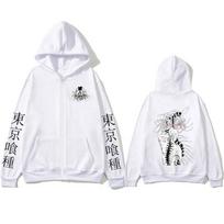 Anime Tokyo Ghoul Ken Kaneki Graphic Zipper Hoodies Men Women Fashion Zip Up Hooded Sweatshirts Long Sleeves Jacket Caots Hoodie L balta