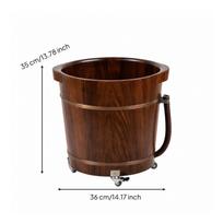 Foot Soak Tub Long-Lasting Wooden Basin with Drain Heavy-Duty for Bathroom black