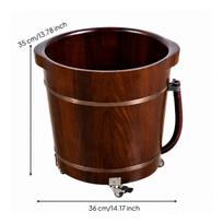 Foot Soak Tub Long-Lasting Wooden Basin with Drain Heavy-Duty for Bathroom black