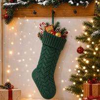 Mini Wool Hand-Knitted Cable Osmanthus Stitch Christmas Stocking Gift Bag