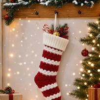 Mini Wool Hand-Knitted Cable Osmanthus Stitch Christmas Stocking Gift Bag