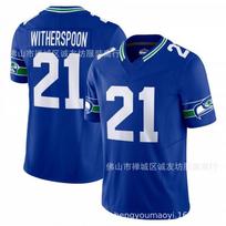 Seattle Seahawks 21 Witherspoon Blue Retro Football Jersey Men Adult All Season Sports Wear XXXL