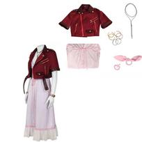 Final Fantasy 7 Aerith Gainsborough Cosplay Costume With Denim Outfit For Game Anime Role Play XXXL white