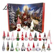 Winter Festive Surprising Box 2026 Christmas Gnome Advent Calendar, 24 Day Countdown Set with Faceless Decorative Dwarf Plush Dolls, Xmas Ornaments F