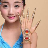 Hollow Finger Tip Protection Jewelry Belly Dance Bracelet Nail Rings Knuckle Rings Golden Finger C brown