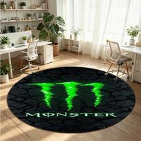 Monster Energy Printed Round Crystal Velvet Rug Soft Non Slip Floor Carpet For Bedroom Holiday Gift 100cmx100cm