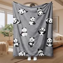 Cute Panda Pattern Soft Fleece Blanket, Lovely Cartoon Design, Multi-Purpose Home Decor & Heartwarming Gift 100X150CM