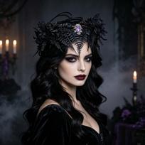 Gotikinė Juoda Ragana Karūna Lankelis Violetinis Lašelis Plaukų Aksesuaras Helovino Šventės Kostiumas Moterims as picture black