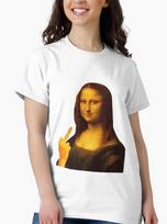 Mona Lisa Funny Painting Middle Finger T-Shirt XXXL beige