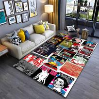 Area Rug, Pearl Jam Concert Posters Collage Art Prints Vintage Tour Print, Man Cave Decor, Non-Slip Mat 80x140cm(31x55in)