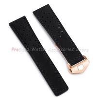 Genuine Cow Leather Watch Strap for Tag Heuer Carrera Monaco Watchband 20mm 22mm 24mm Cowhide Bracelets for Men Women Wristbelt 20mm black