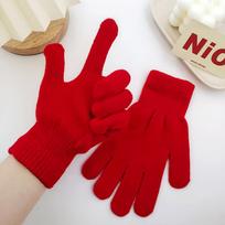Unisex Candy Color Knitted Full Finger Warm Gloves - Modern Minimalist Style One Size white
