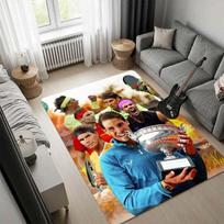 Rafael Nadal Area Rug, Tennis Player Portrait Arc de Triomphe Print Non Slip Floor Carpet for Living Room Bedroom Sports Fan Decor 60x90cm( 23x35in ) gray