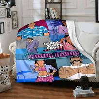 Gta Personalized Text Blanket Lightweight Customizable Blanket Soft Warm Cozy Throw For Home Decor Bedding Bed Livingroom Four Seasons Multipurpose 100cmx150cm