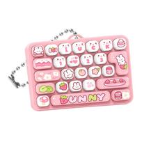 Cartoon 26 Keys Keyboard Keychain Mini Keyboard Clicker Keychain  Bag Ornaments rožinė
