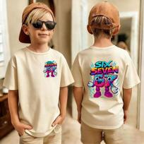 2026 New Cute Funny Six Seven Italian Brainrot 67 Number Graphic Print Pure Cotton Daily T-Shirt Boy/Girl Summer Short Sleeve 150 smėlis