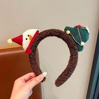 Vibrant Colors Reindeer Hairband Plush Texture Holiday Headwear  Winter Celebration Style 5 black