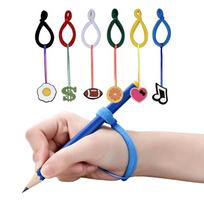 Elastic Finger Placement Bands for Pencils, Six Writing Supports for Children Using Either Hand for Routine Writing beige