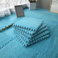 4-12Pcs Plush Interlocking Foam Floor Mats Soft Fluffy Square Puzzle Carpet Tiles For Living Room Bedroom Home Decor 4Pcs