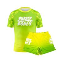 Mens BJJ Short Sleeve Rash Guard Shorts Set Gradient Colors Print Brazilian Jiu‑Jitsu Training Suit MMA Boxing Martial Arts Set 3XL